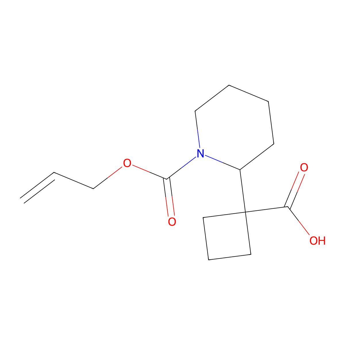 1-{1-[(Prop-2-en-1-yloxy)carbonyl]piperidin-2-yl}cyclobutane-1-carboxylic acid molecular structure, CAS 2680861-64-5