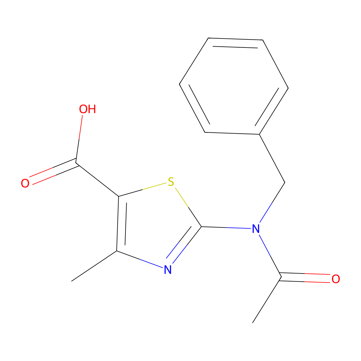 2-(N-benzylacetamido)-4-methyl-1,3-thiazole-5-carboxylic acid molecular structure, CAS 2680861-69-0