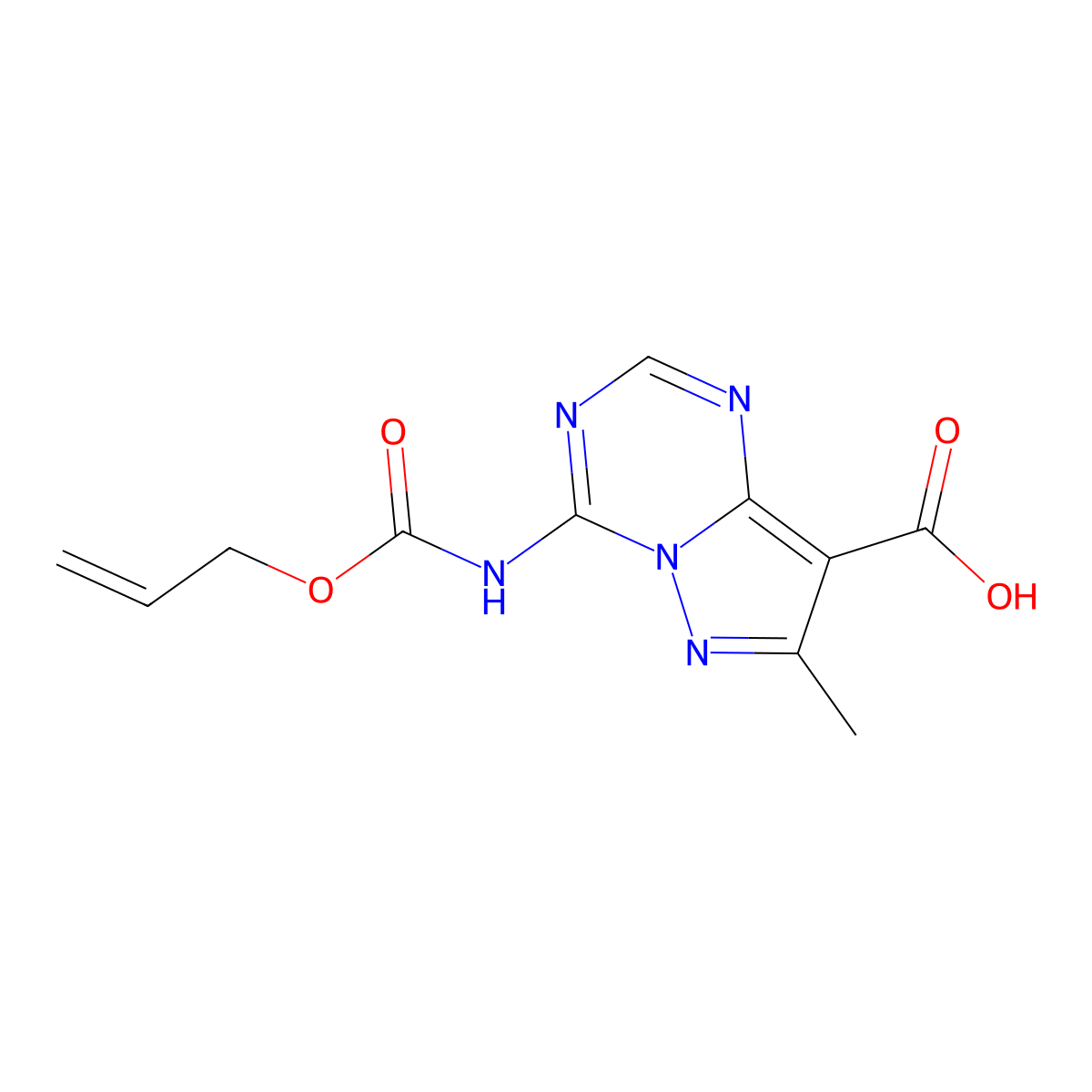 7-Methyl-4-{[(prop-2-en-1-yloxy)carbonyl]amino}pyrazolo[1,5-a][1,3,5]triazine-8-carboxylic acid molecular structure, CAS 2680861-76-9