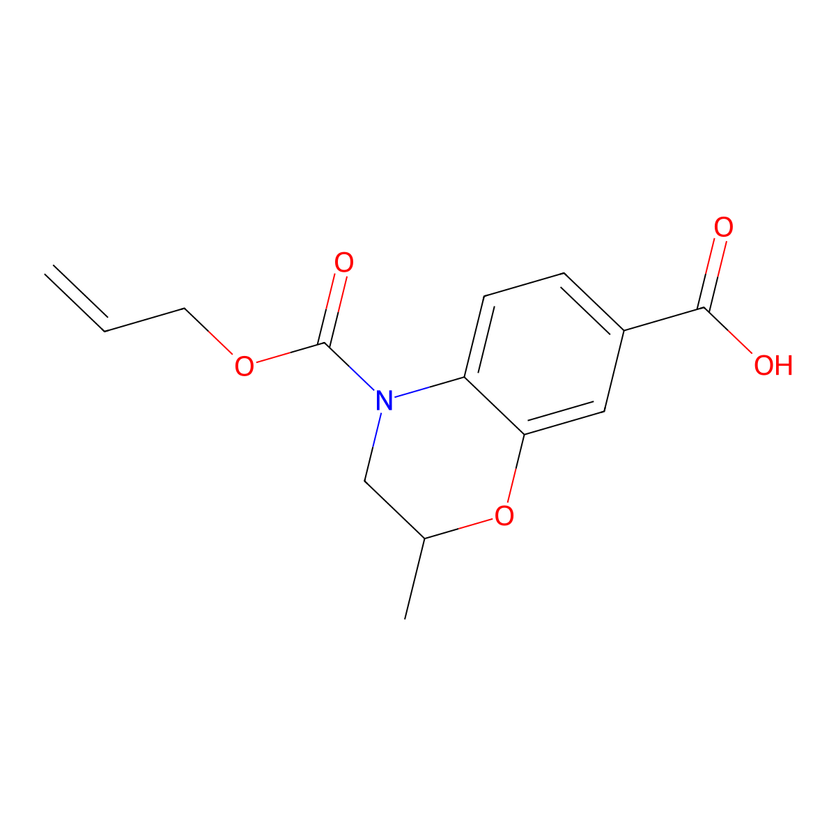 2-methyl-4-[(prop-2-en-1-yloxy)carbonyl]-3,4-dihydro-2H-1,4-benzoxazine-7-carboxylic acid molecular structure, CAS 2680861-89-4