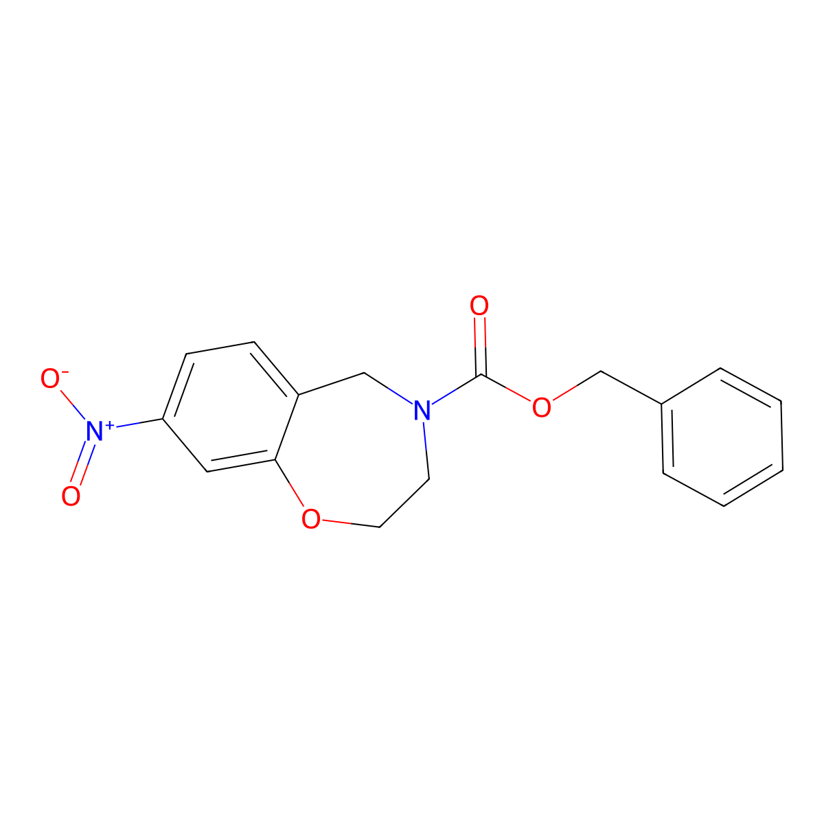 Benzyl 8-nitro-2,3,4,5-tetrahydro-1,4-benzoxazepine-4-carboxylate molecular structure, CAS 2680861-90-7