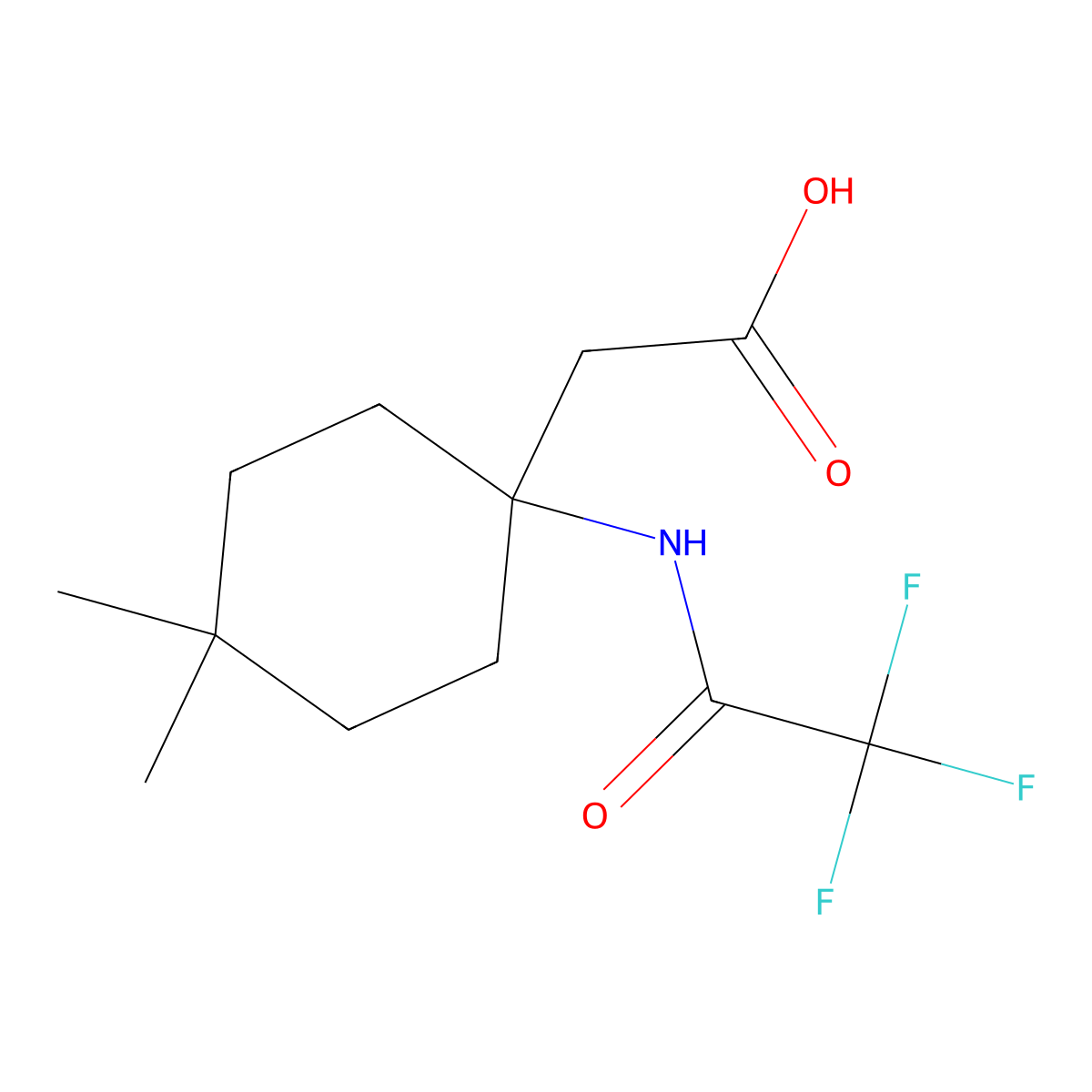 2-[4,4-Dimethyl-1-(2,2,2-trifluoroacetamido)cyclohexyl]acetic acid molecular structure, CAS 2680861-93-0