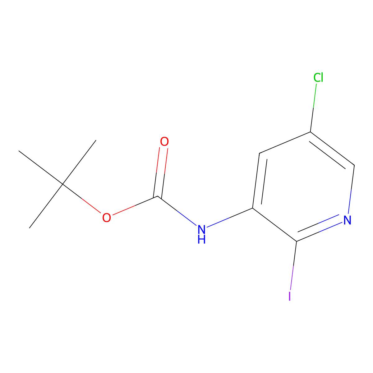 tert-butyl N-(5-chloro-2-iodopyridin-3-yl)carbamate molecular structure, CAS 2680861-95-2