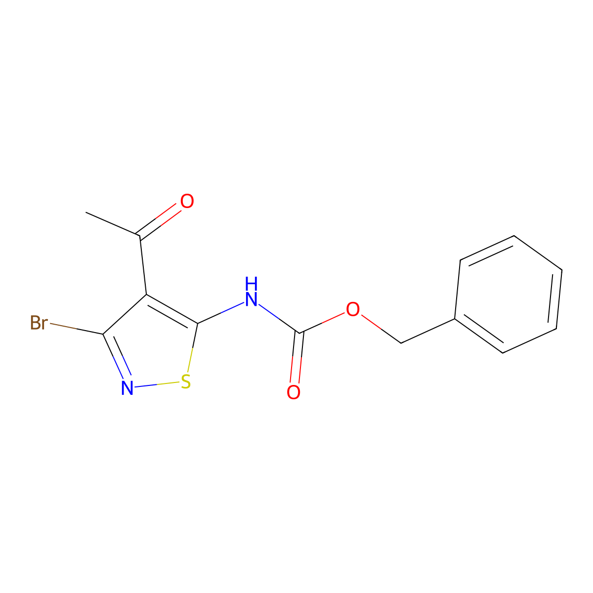 benzyl N-(4-acetyl-3-bromo-1,2-thiazol-5-yl)carbamate molecular structure, CAS 2680861-98-5