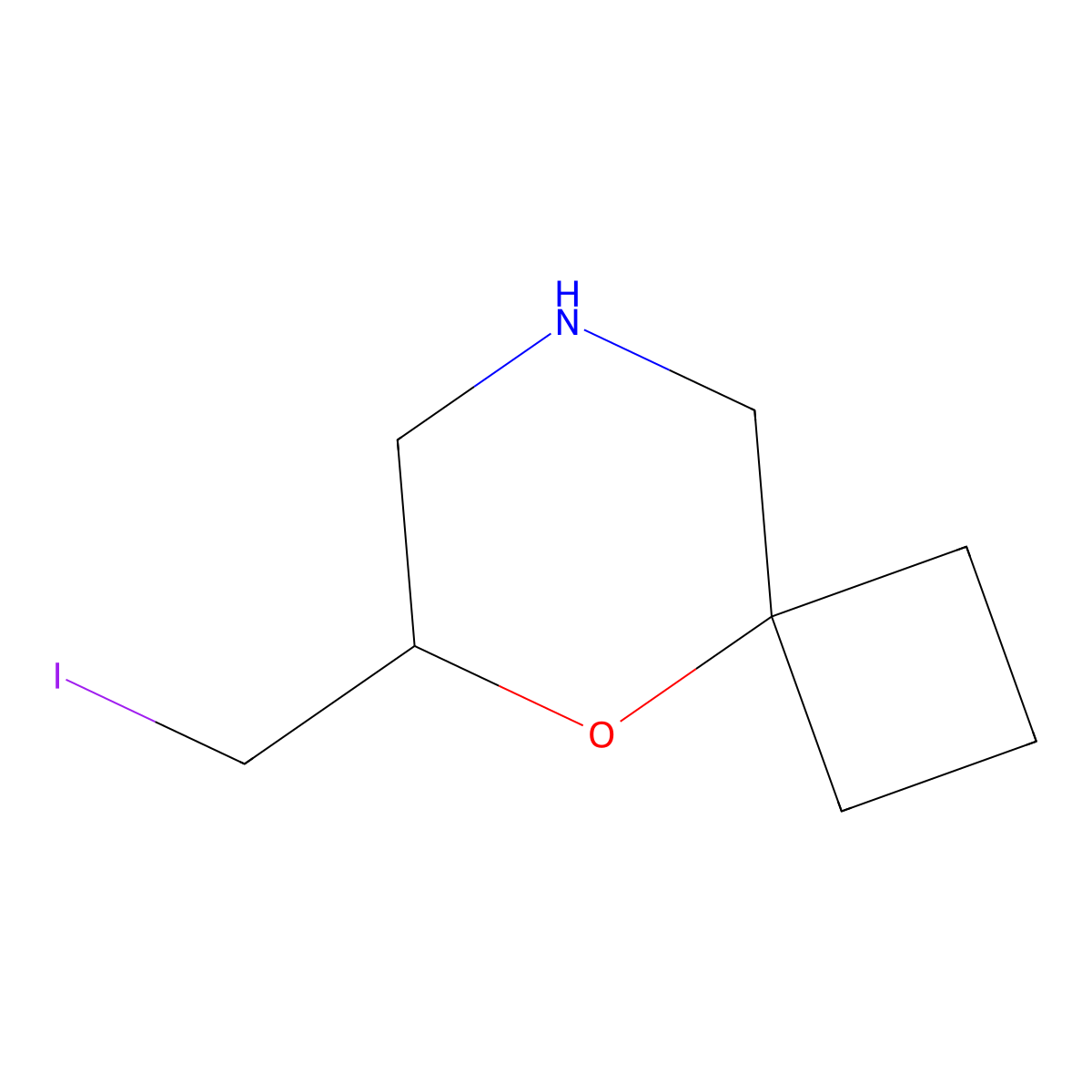 6-(Iodomethyl)-5-oxa-8-azaspiro[3.5]nonane molecular structure, CAS 2680861-99-6