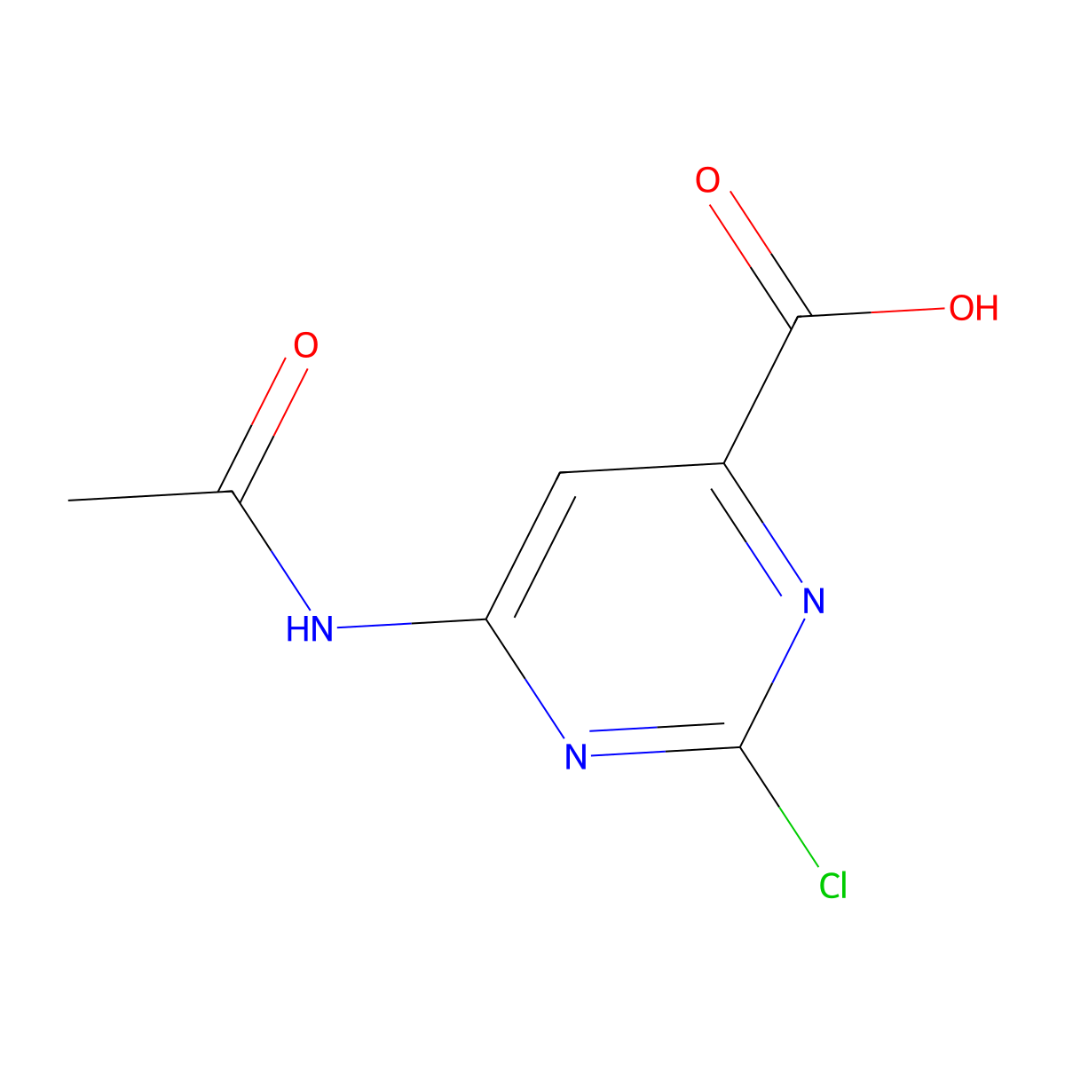 2-Chloro-6-acetamidopyrimidine-4-carboxylic acid molecular structure, CAS 2680862-01-3