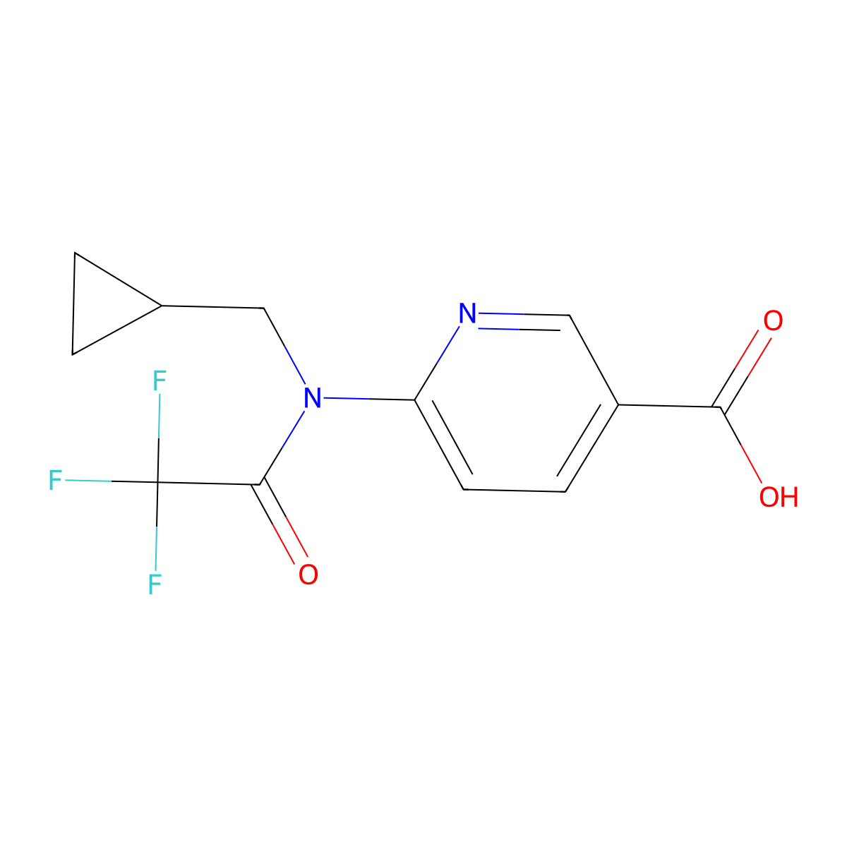 6-[N-(cyclopropylmethyl)-2,2,2-trifluoroacetamido]pyridine-3-carboxylic acid molecular structure, CAS 2680862-02-4