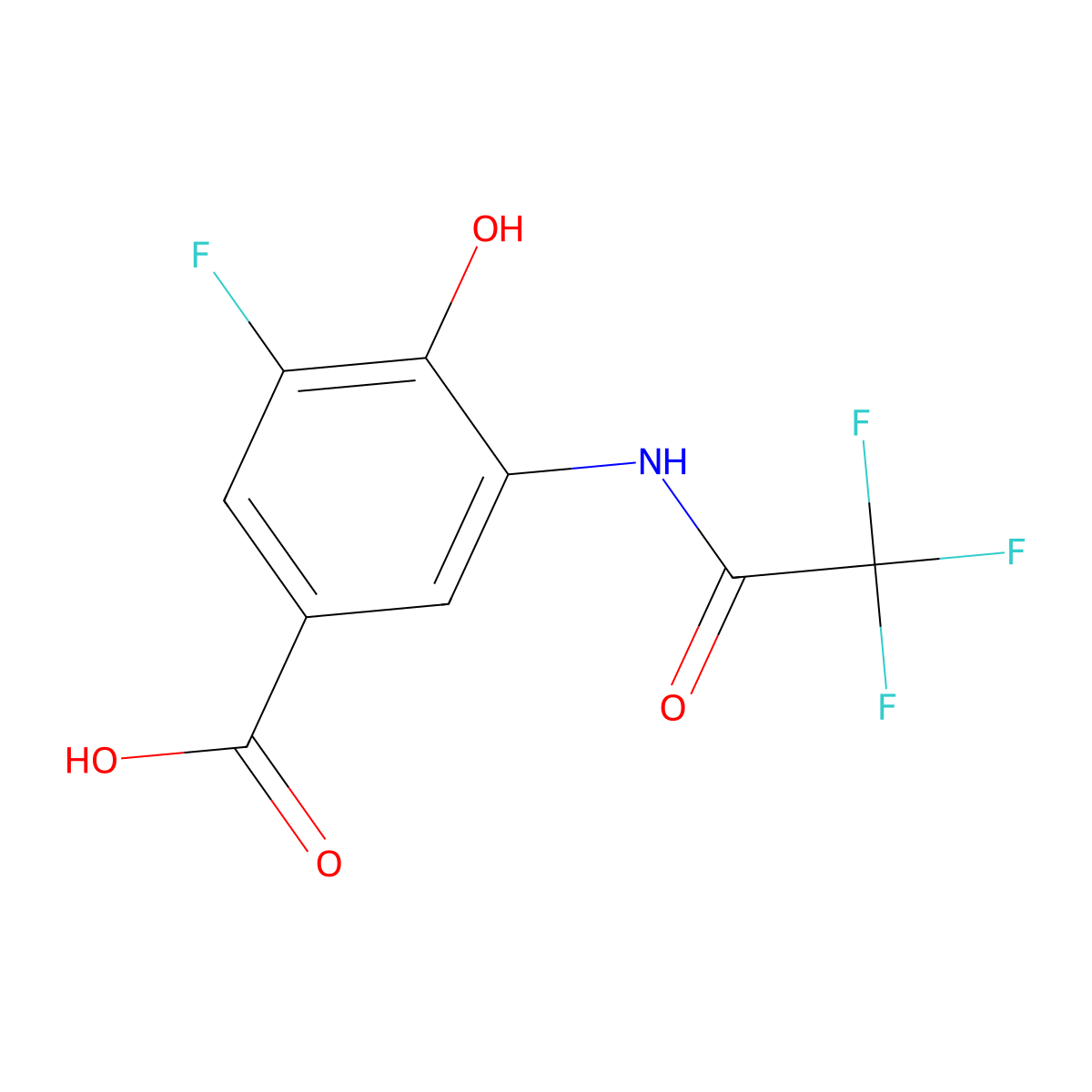 3-Fluoro-4-hydroxy-5-(2,2,2-trifluoroacetamido)benzoic acid molecular structure, CAS 2680862-03-5