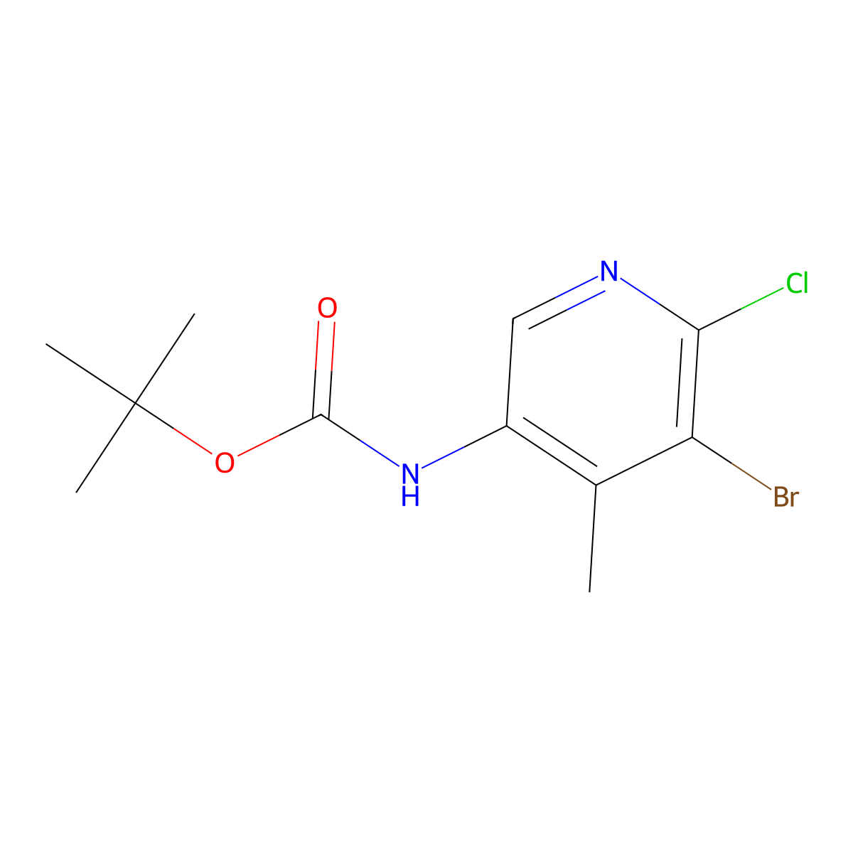 tert-butyl N-(5-bromo-6-chloro-4-methylpyridin-3-yl)carbamate molecular structure, CAS 2680862-13-7