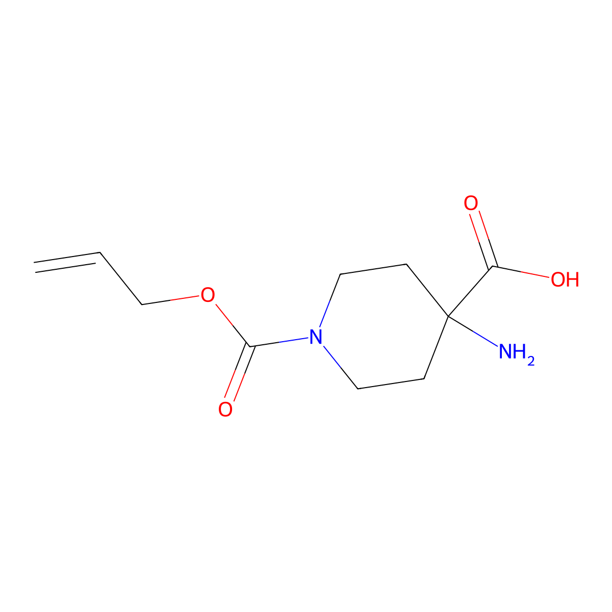 4-Amino-1-[(prop-2-en-1-yloxy)carbonyl]piperidine-4-carboxylic acid molecular structure, CAS 2680862-17-1