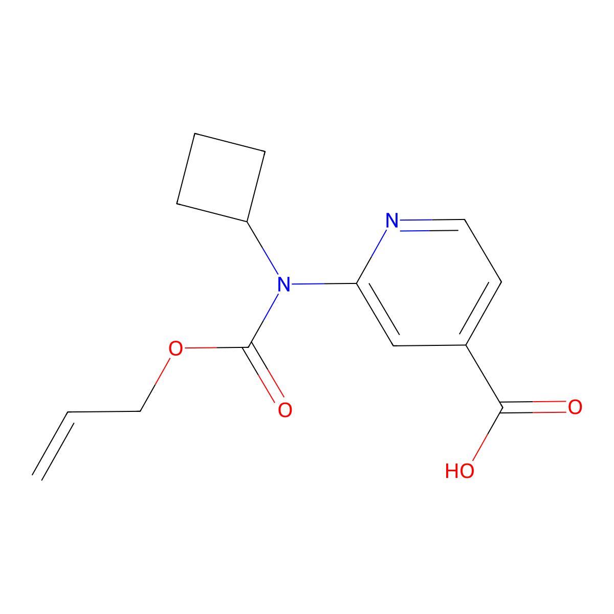 2-{Cyclobutyl[(prop-2-en-1-yloxy)carbonyl]amino}pyridine-4-carboxylic acid molecular structure, CAS 2680862-18-2