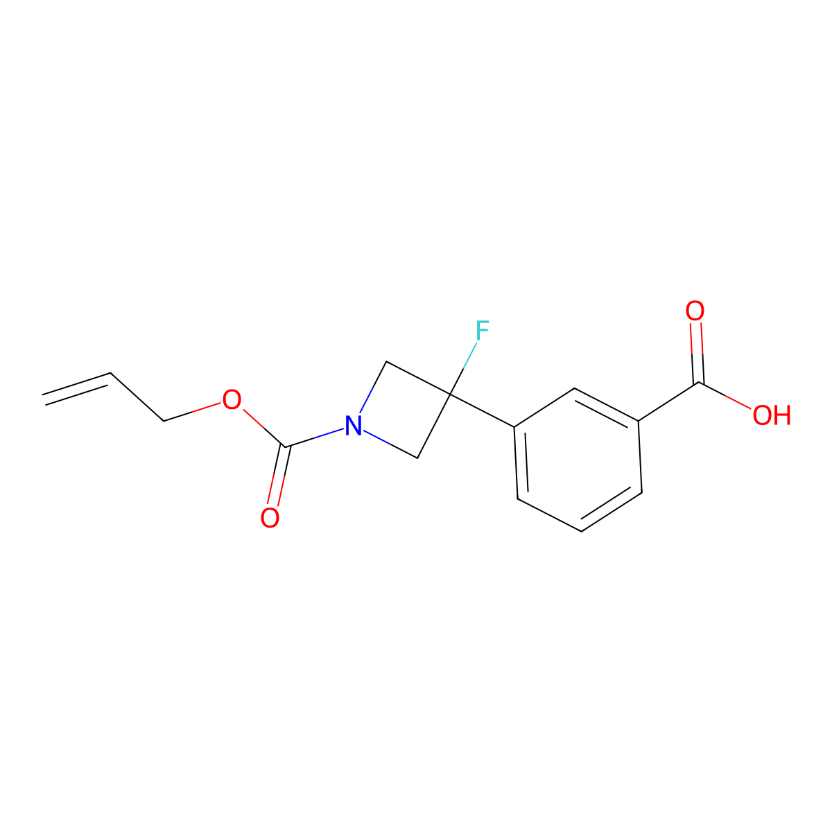 3-{3-Fluoro-1-[(prop-2-en-1-yloxy)carbonyl]azetidin-3-yl}benzoic acid molecular structure, CAS 2680862-19-3