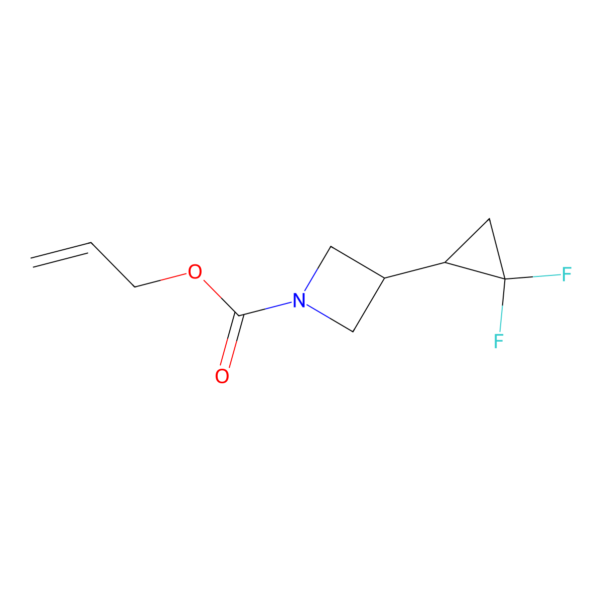 Prop-2-en-1-yl 3-(2,2-difluorocyclopropyl)azetidine-1-carboxylate molecular structure, CAS 2680862-29-5