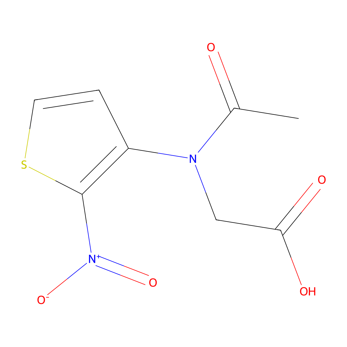 2-[N-(2-nitrothiophen-3-yl)acetamido]acetic acid molecular structure, CAS 2680862-30-8