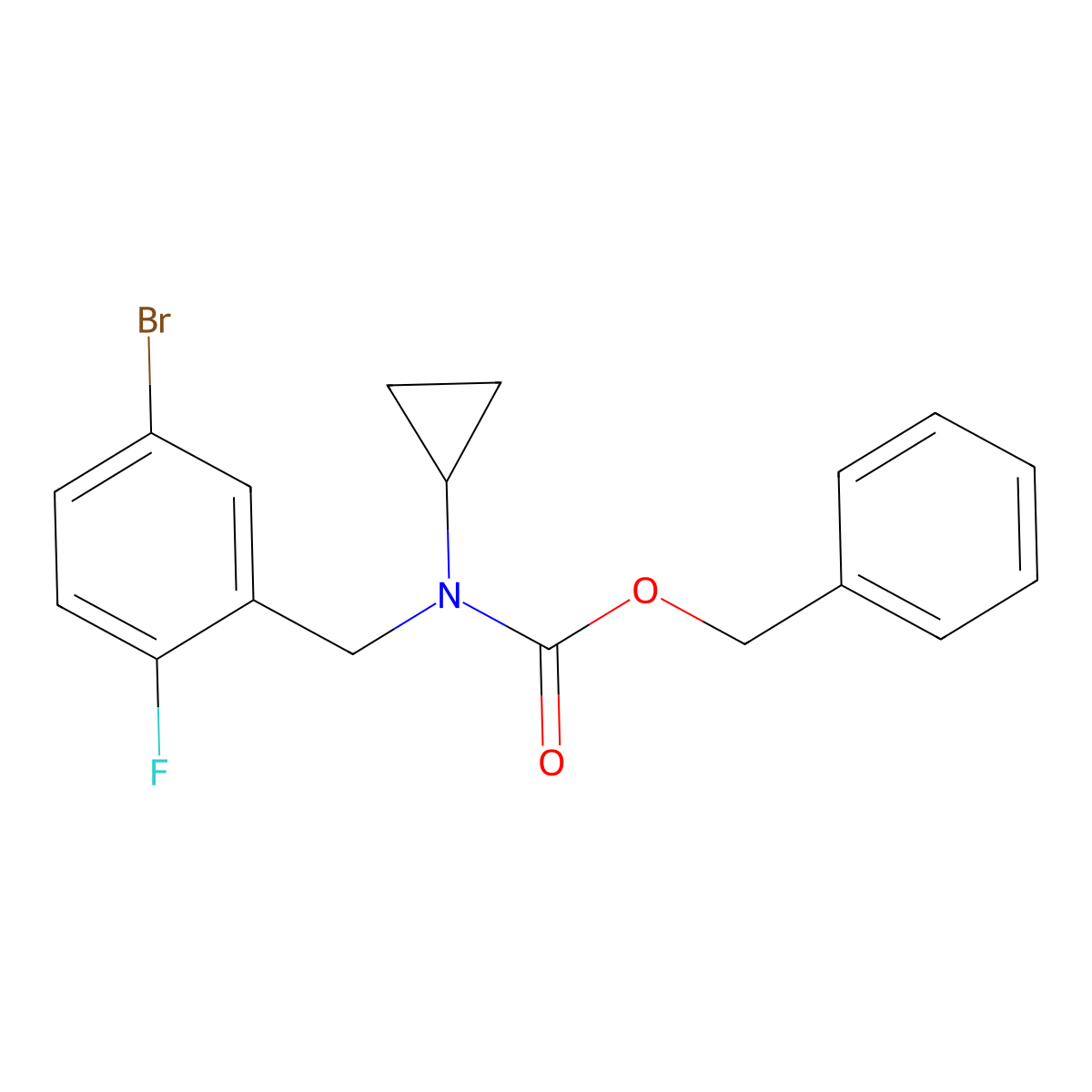 benzyl N-[(5-bromo-2-fluorophenyl)methyl]-N-cyclopropylcarbamate molecular structure, CAS 2680862-37-5
