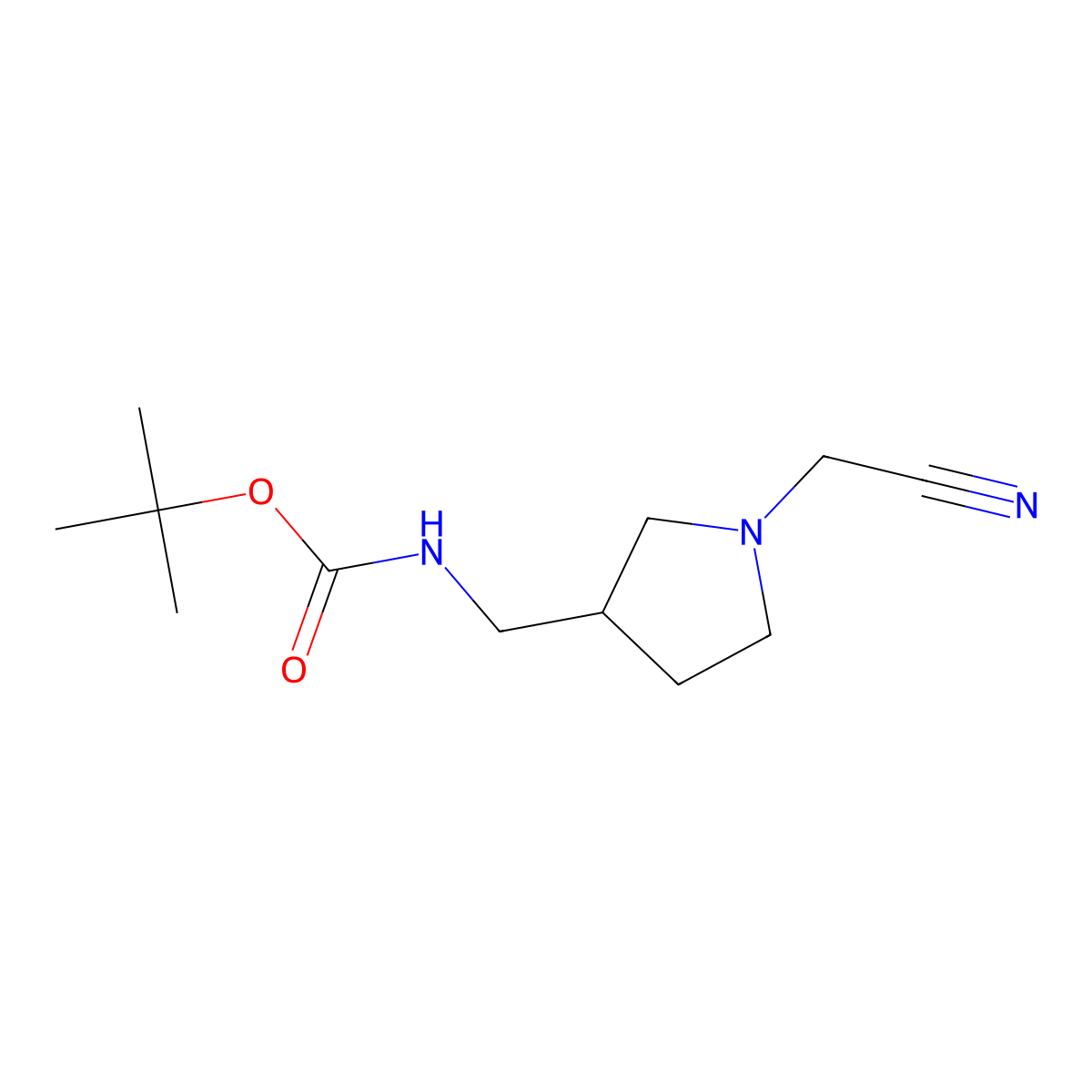 tert-butyl N-{[1-(cyanomethyl)pyrrolidin-3-yl]methyl}carbamate molecular structure, CAS 2680862-41-1