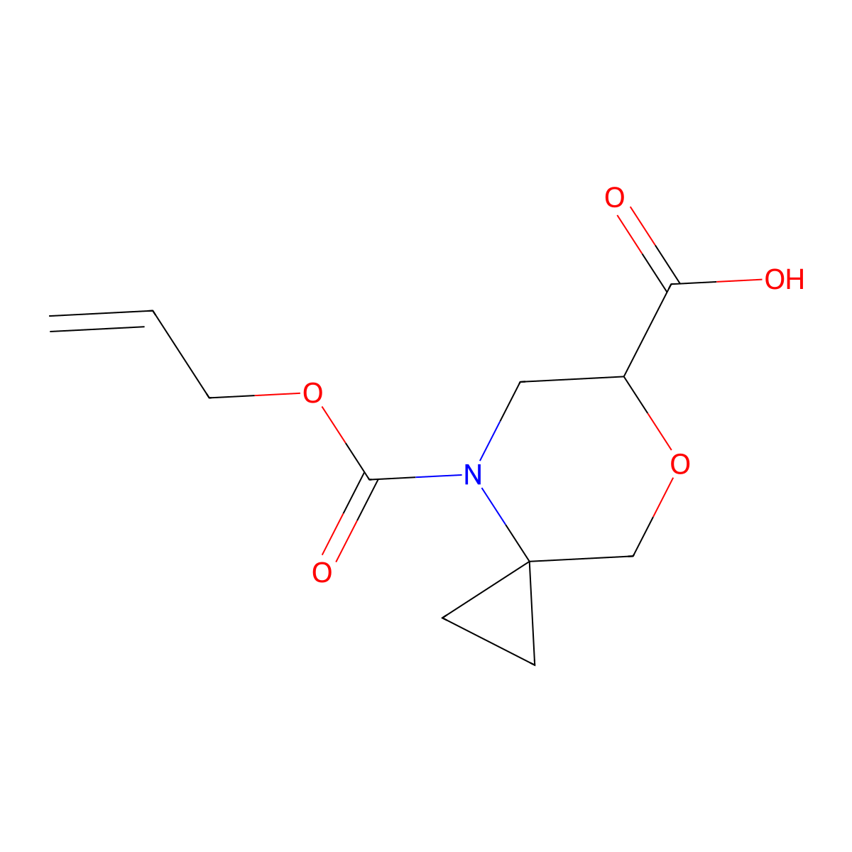 4-[(Prop-2-en-1-yloxy)carbonyl]-7-oxa-4-azaspiro[2.5]octane-6-carboxylic acid molecular structure, CAS 2680862-44-4
