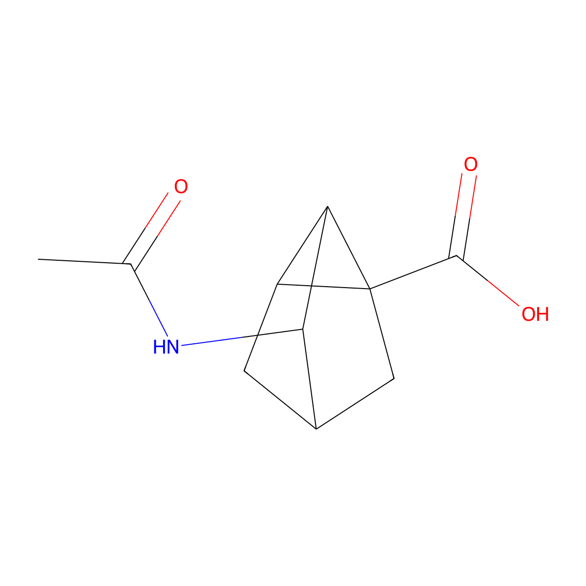 3-Acetamidotricyclo[2.2.1.0,2,6]heptane-1-carboxylic acid molecular structure, CAS 2680862-45-5