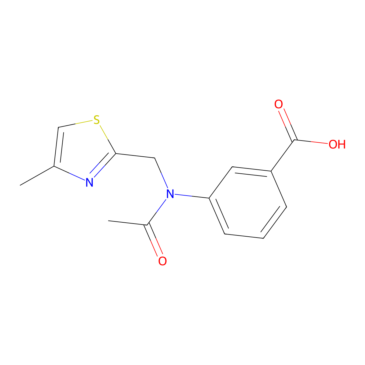 3-{N-[(4-methyl-1,3-thiazol-2-yl)methyl]acetamido}benzoic acid molecular structure, CAS 2680862-46-6