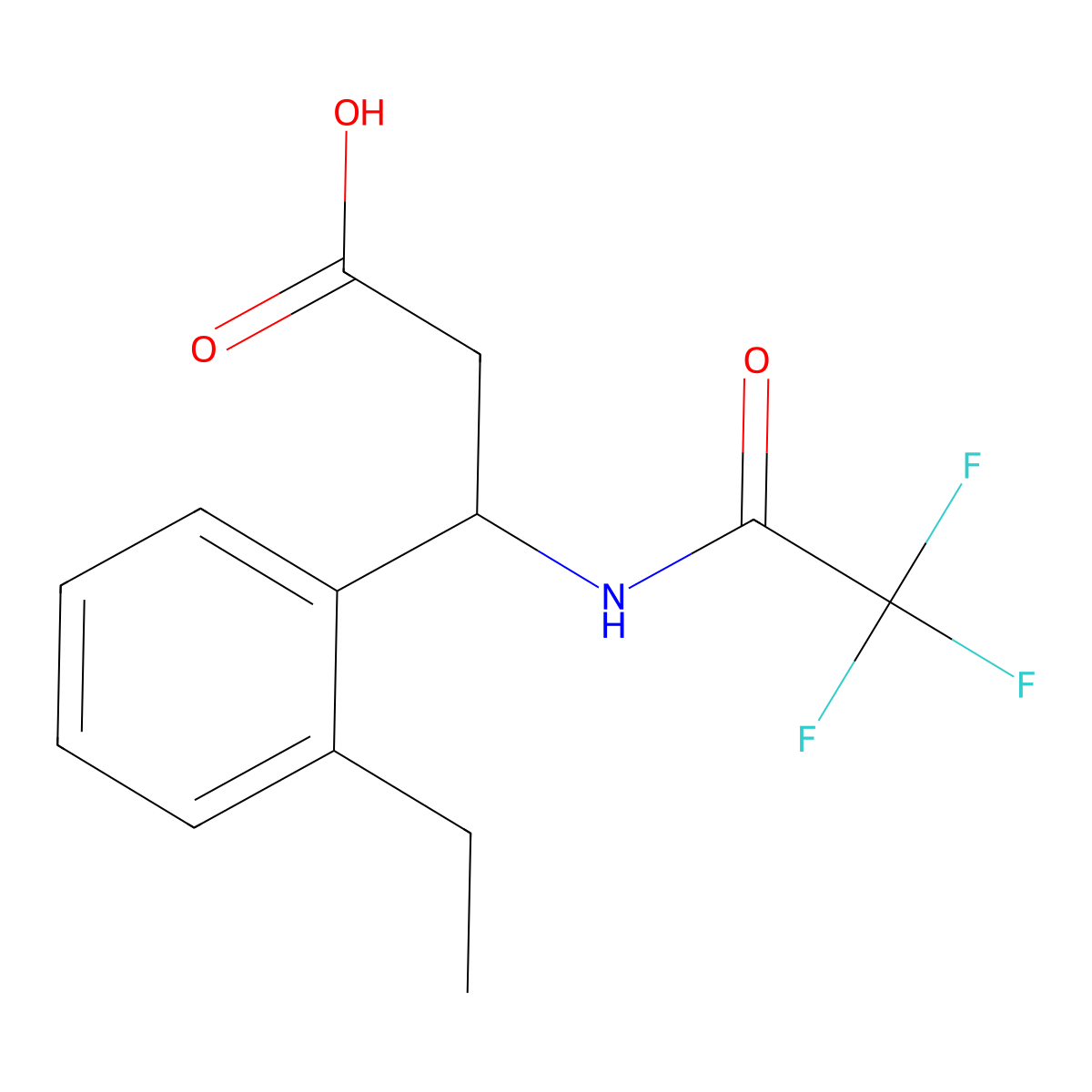 3-(2-Ethylphenyl)-3-(2,2,2-trifluoroacetamido)propanoic acid molecular structure, CAS 2680862-47-7