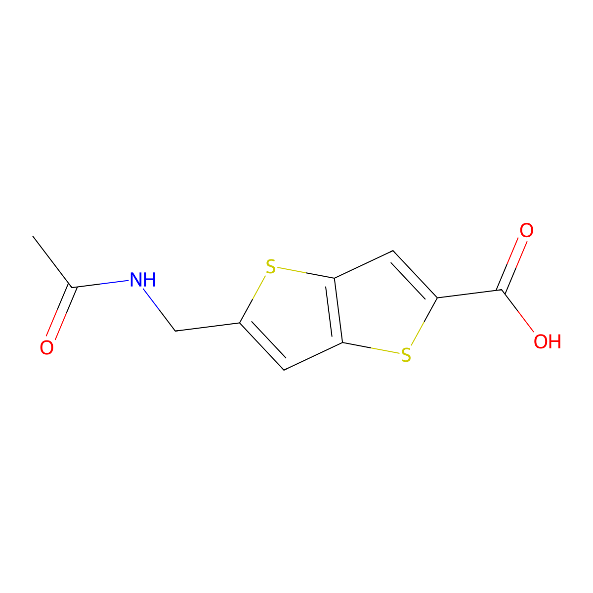 5-(Acetamidomethyl)thieno[3,2-b]thiophene-2-carboxylic acid molecular structure, CAS 2680862-49-9