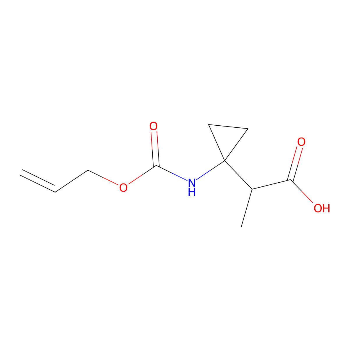 2-(1-{[(Prop-2-en-1-yloxy)carbonyl]amino}cyclopropyl)propanoic acid molecular structure, CAS 2680862-57-9