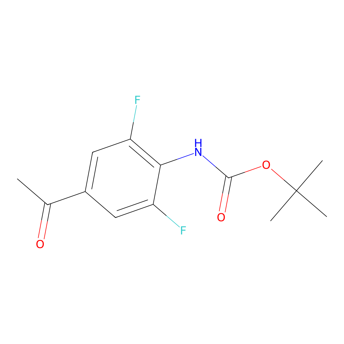tert-butyl N-(4-acetyl-2,6-difluorophenyl)carbamate molecular structure, CAS 2680862-60-4