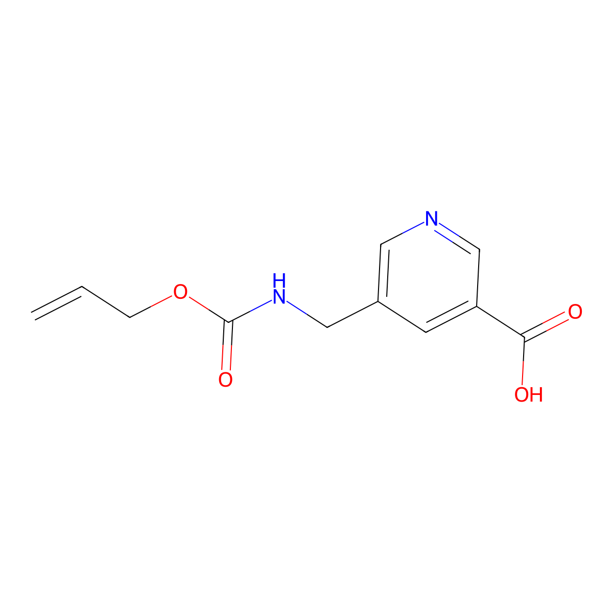 5-({[(Prop-2-en-1-yloxy)carbonyl]amino}methyl)pyridine-3-carboxylic acid molecular structure, CAS 2680862-62-6