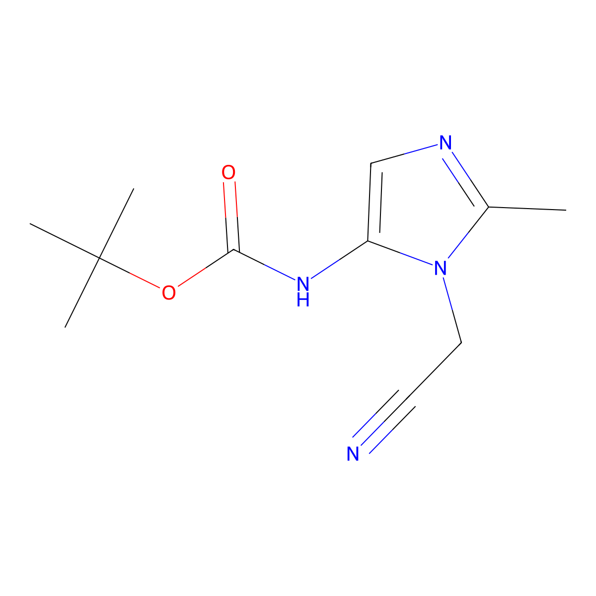 tert-butyl N-[1-(cyanomethyl)-2-methyl-1H-imidazol-5-yl]carbamate molecular structure, CAS 2680862-66-0