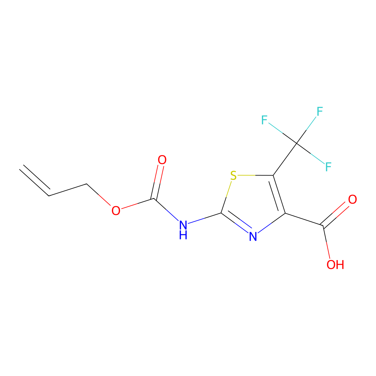 2-{[(Prop-2-en-1-yloxy)carbonyl]amino}-5-(trifluoromethyl)-1,3-thiazole-4-carboxylic acid molecular structure, CAS 2680862-67-1
