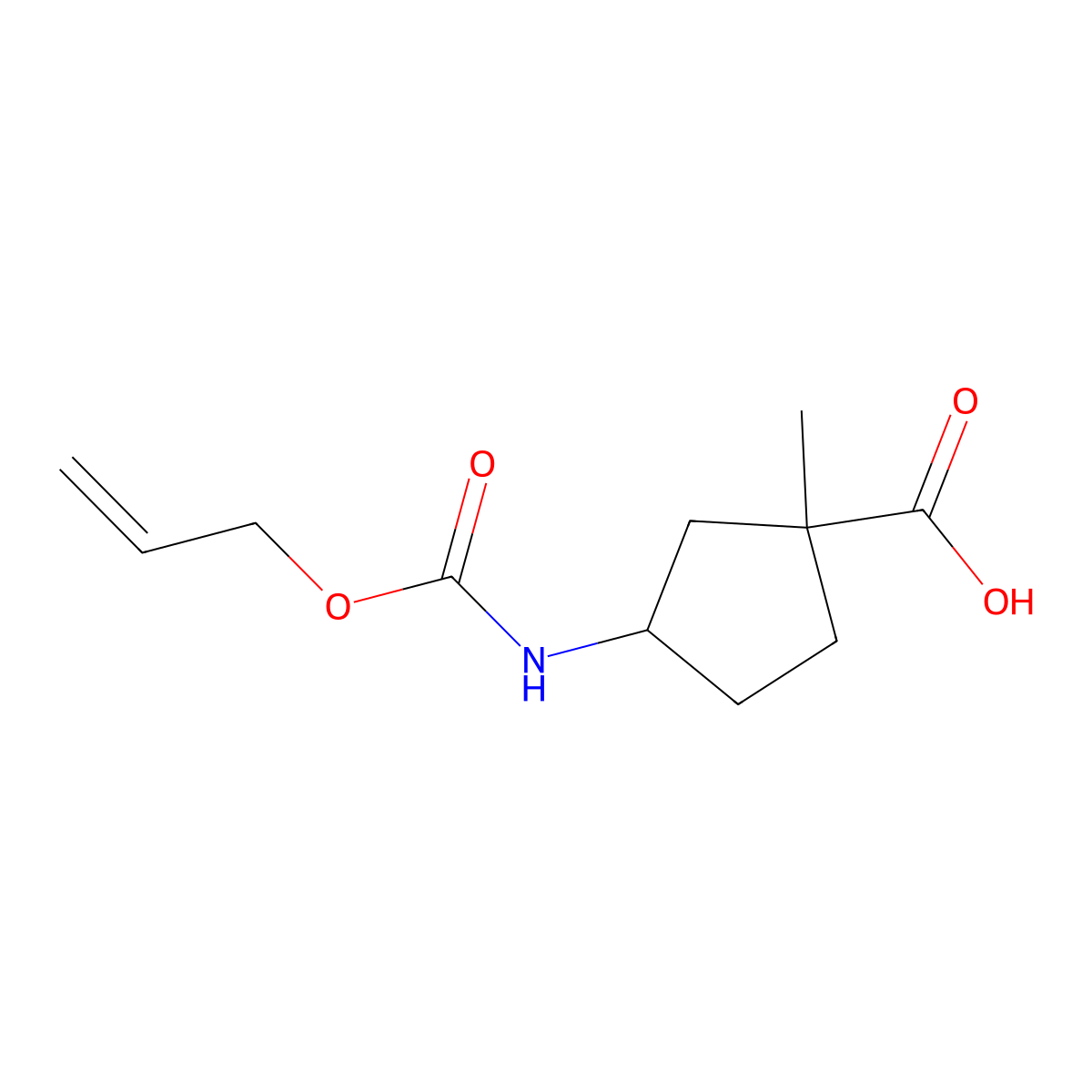 1-Methyl-3-{[(prop-2-en-1-yloxy)carbonyl]amino}cyclopentane-1-carboxylic acid molecular structure, CAS 2680862-68-2
