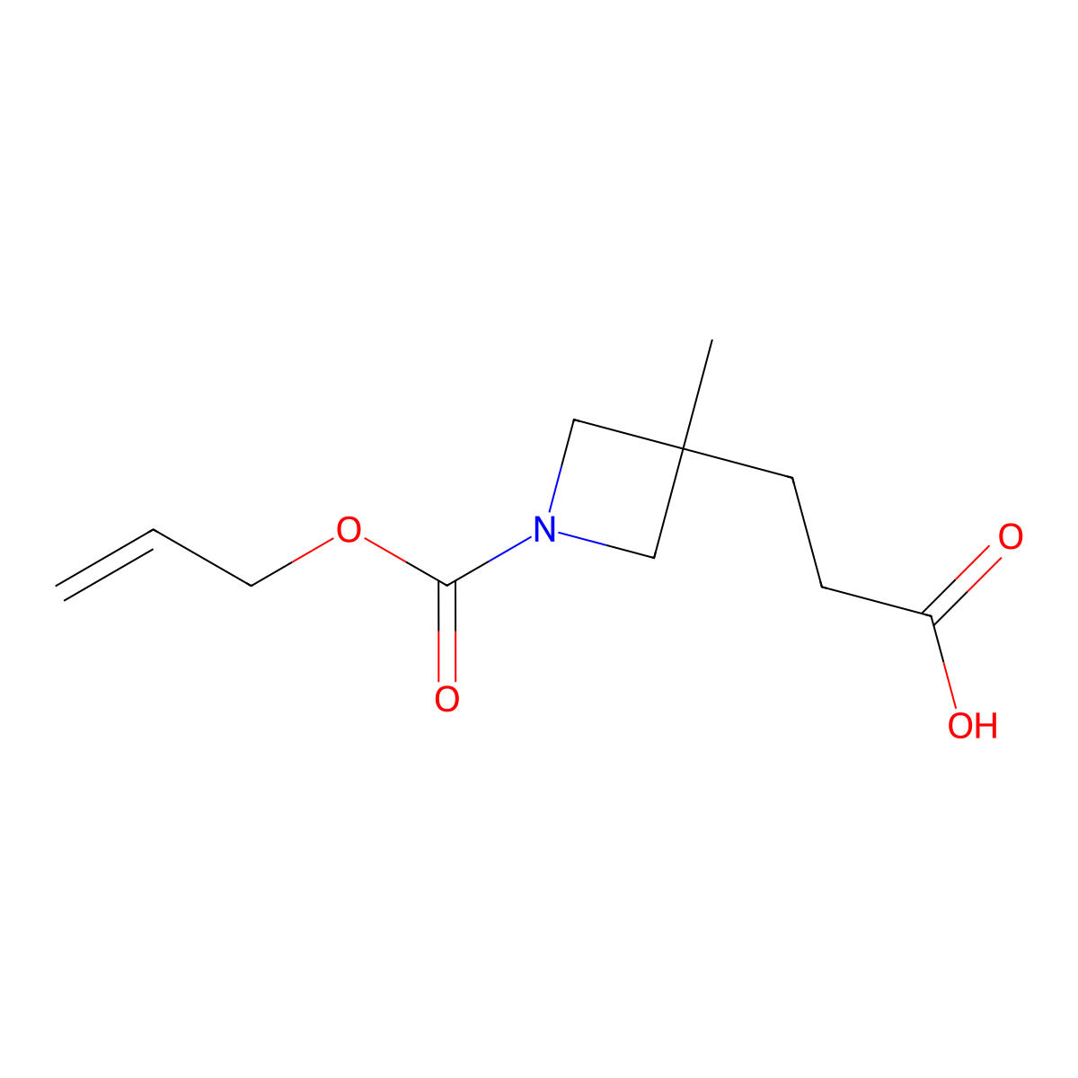 3-{3-Methyl-1-[(prop-2-en-1-yloxy)carbonyl]azetidin-3-yl}propanoic acid molecular structure, CAS 2680862-71-7