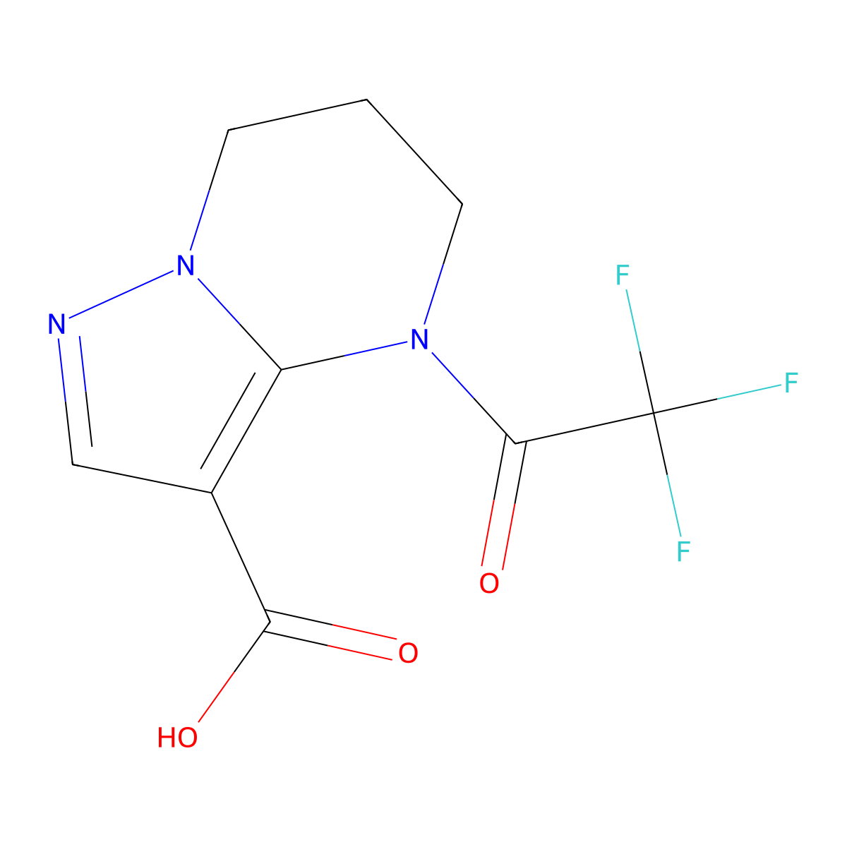 4-(2,2,2-trifluoroacetyl)-4H,5H,6H,7H-pyrazolo[1,5-a]pyrimidine-3-carboxylic acid molecular structure, CAS 2680862-78-4