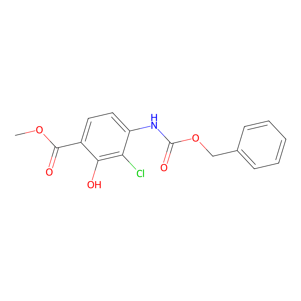 Methyl 4-{[(benzyloxy)carbonyl]amino}-3-chloro-2-hydroxybenzoate molecular structure, CAS 2680862-81-9