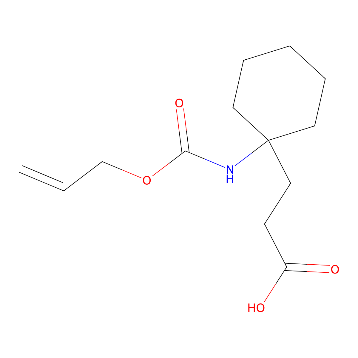 3-(1-{[(Prop-2-en-1-yloxy)carbonyl]amino}cyclohexyl)propanoic acid molecular structure, CAS 2680862-90-0
