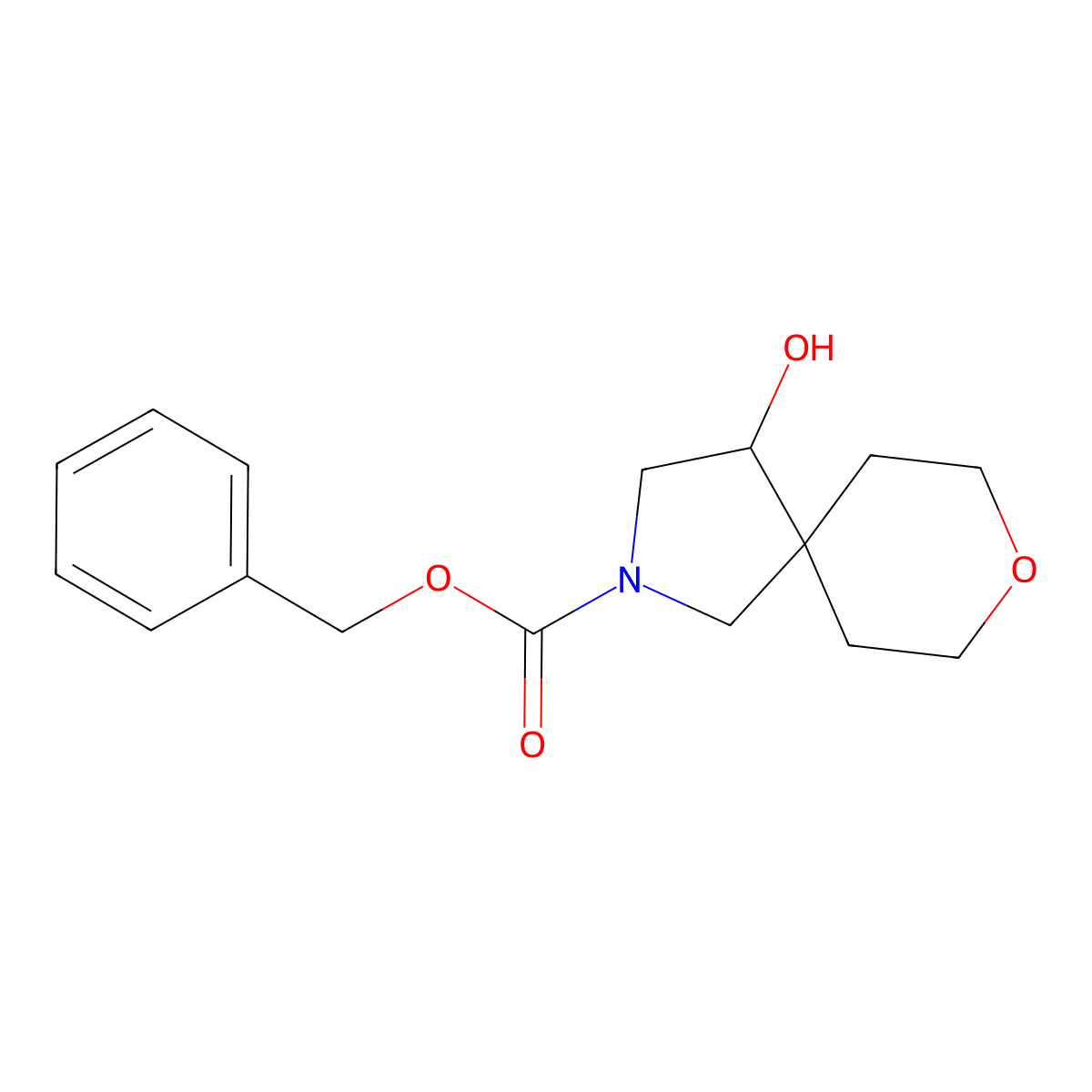 Benzyl 4-hydroxy-8-oxa-2-azaspiro[4.5]decane-2-carboxylate molecular structure, CAS 2680862-91-1