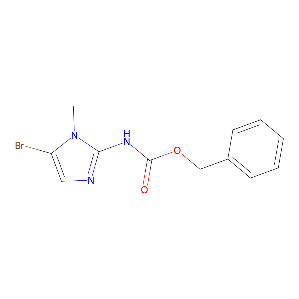 benzyl N-(5-bromo-1-methyl-1H-imidazol-2-yl)carbamate molecular structure, CAS 2680862-92-2