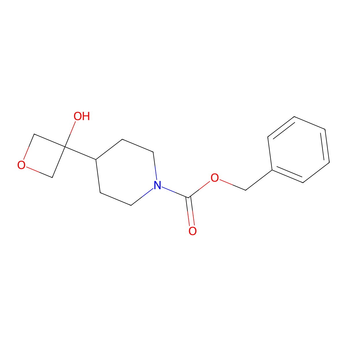 Benzyl 4-(3-hydroxyoxetan-3-yl)piperidine-1-carboxylate molecular structure, CAS 2680863-00-5