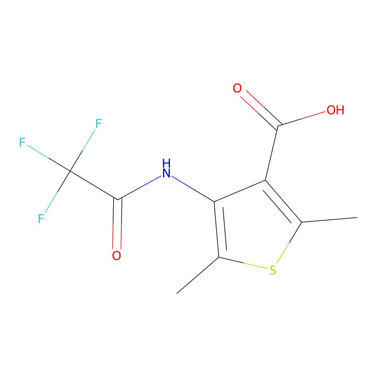 2,5-Dimethyl-4-(2,2,2-trifluoroacetamido)thiophene-3-carboxylic acid molecular structure, CAS 2680863-06-1