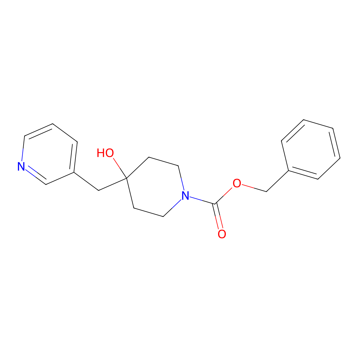 Benzyl 4-hydroxy-4-[(pyridin-3-yl)methyl]piperidine-1-carboxylate molecular structure, CAS 2680863-12-9