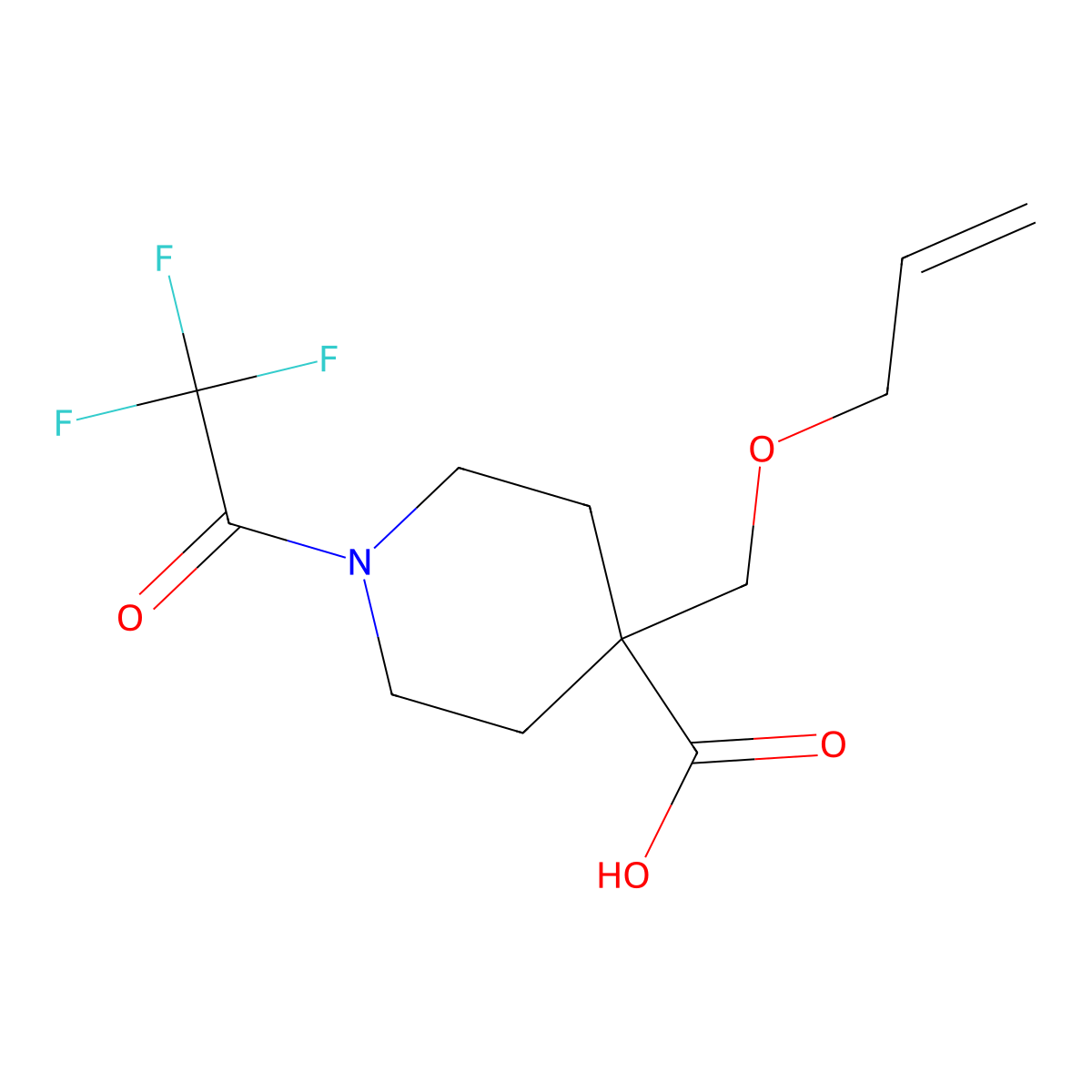 4-[(Prop-2-en-1-yloxy)methyl]-1-(2,2,2-trifluoroacetyl)piperidine-4-carboxylic acid molecular structure, CAS 2680863-13-0
