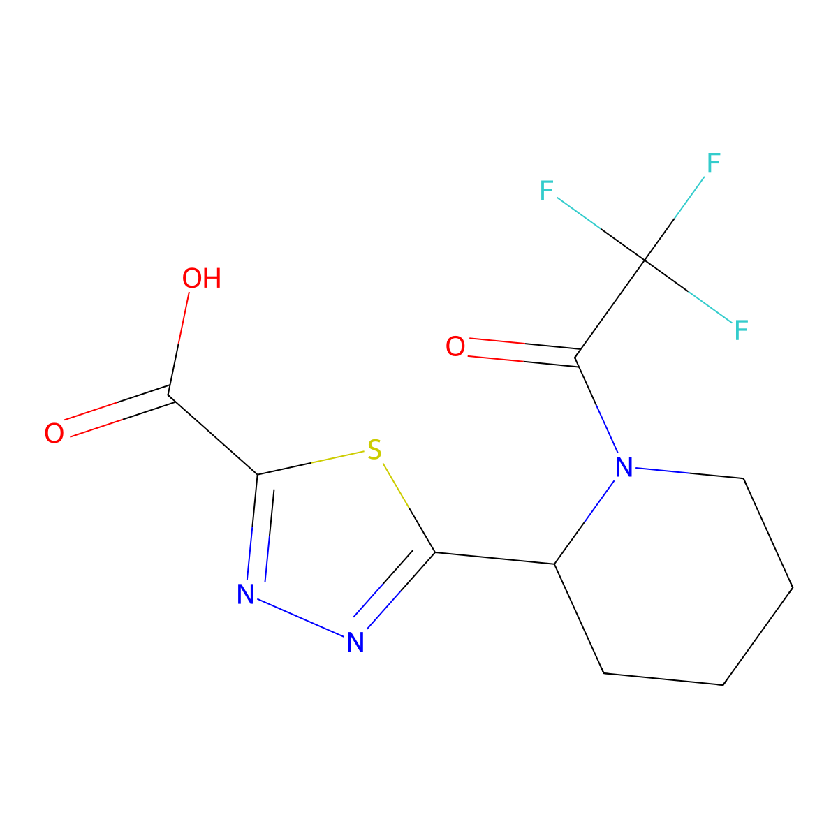 5-[1-(2,2,2-Trifluoroacetyl)piperidin-2-yl]-1,3,4-thiadiazole-2-carboxylic acid molecular structure, CAS 2680863-16-3