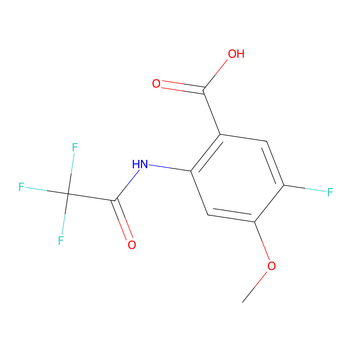 5-Fluoro-4-methoxy-2-(2,2,2-trifluoroacetamido)benzoic acid molecular structure, CAS 2680863-20-9