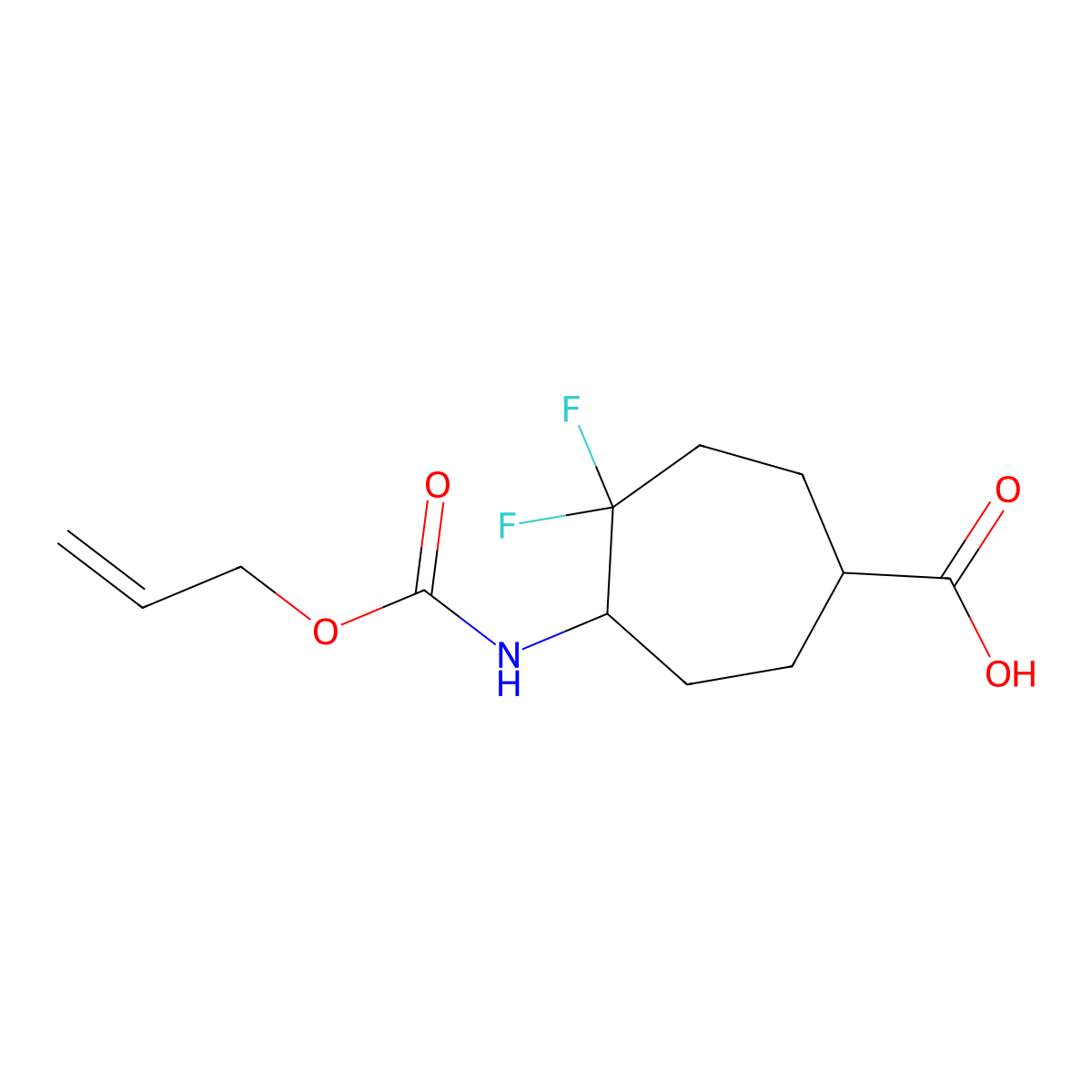 4,4-Difluoro-5-{[(prop-2-en-1-yloxy)carbonyl]amino}cycloheptane-1-carboxylic acid molecular structure, CAS 2680863-29-8