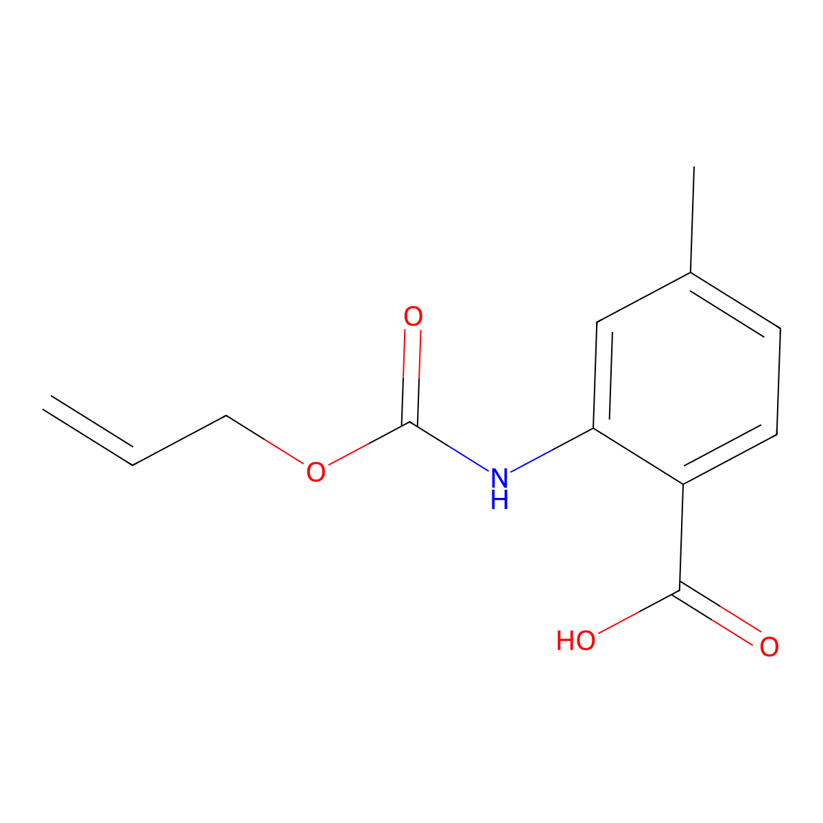 4-Methyl-2-{[(prop-2-en-1-yloxy)carbonyl]amino}benzoic acid molecular structure, CAS 2680863-33-4