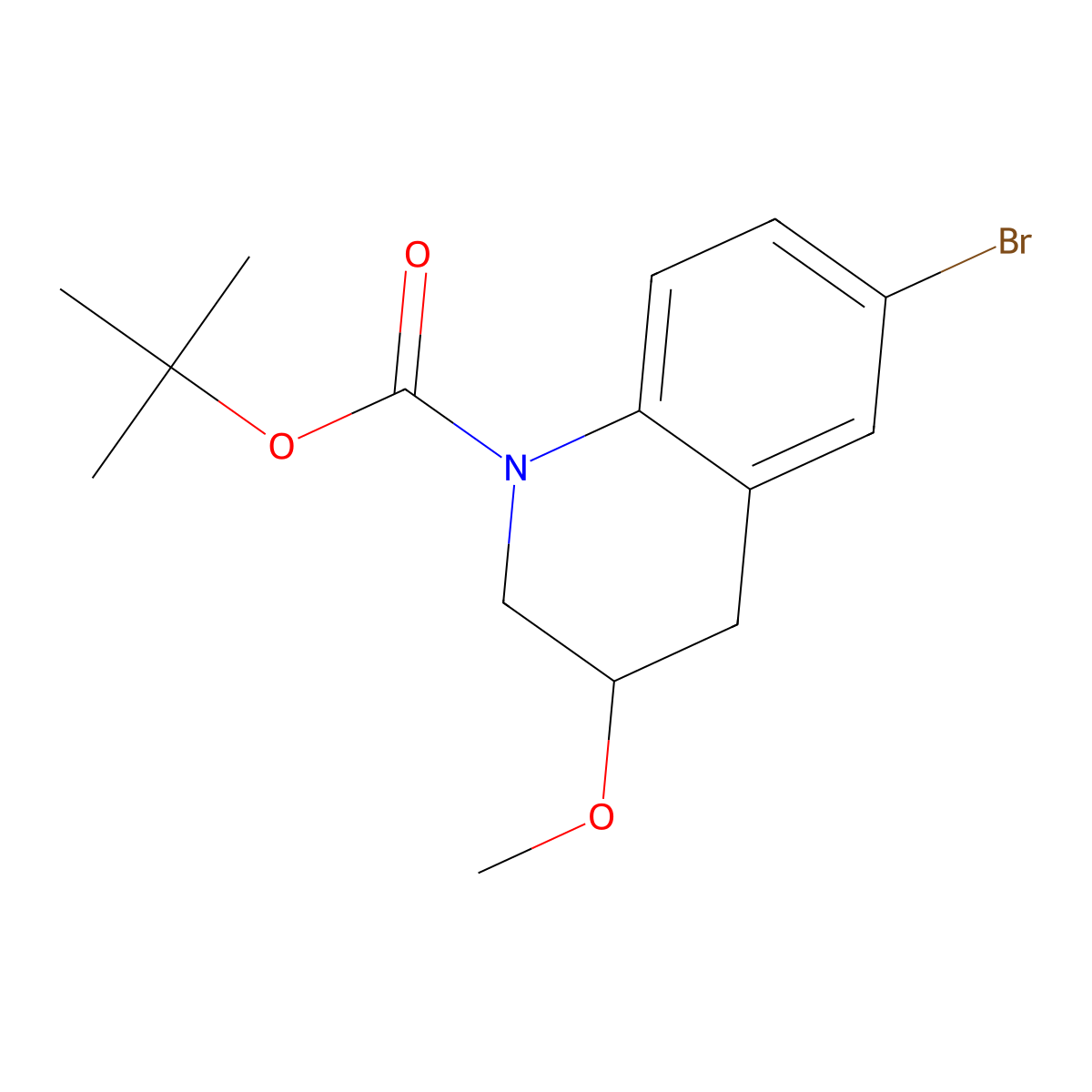 Tert-butyl 6-bromo-3-methoxy-1,2,3,4-tetrahydroquinoline-1-carboxylate molecular structure, CAS 2680863-34-5