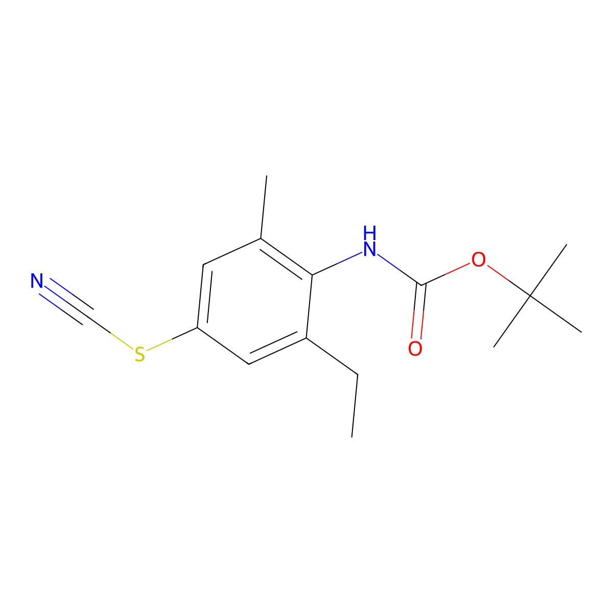 tert-butyl N-[4-(cyanosulfanyl)-2-ethyl-6-methylphenyl]carbamate molecular structure, CAS 2680863-41-4