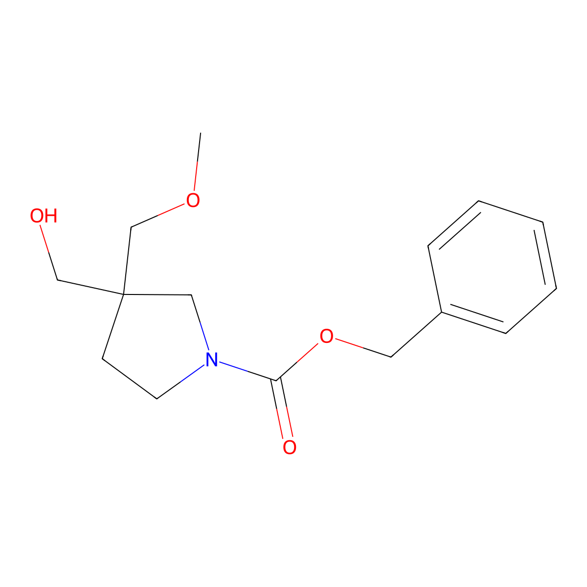 Benzyl 3-(hydroxymethyl)-3-(methoxymethyl)pyrrolidine-1-carboxylate molecular structure, CAS 2680863-47-0