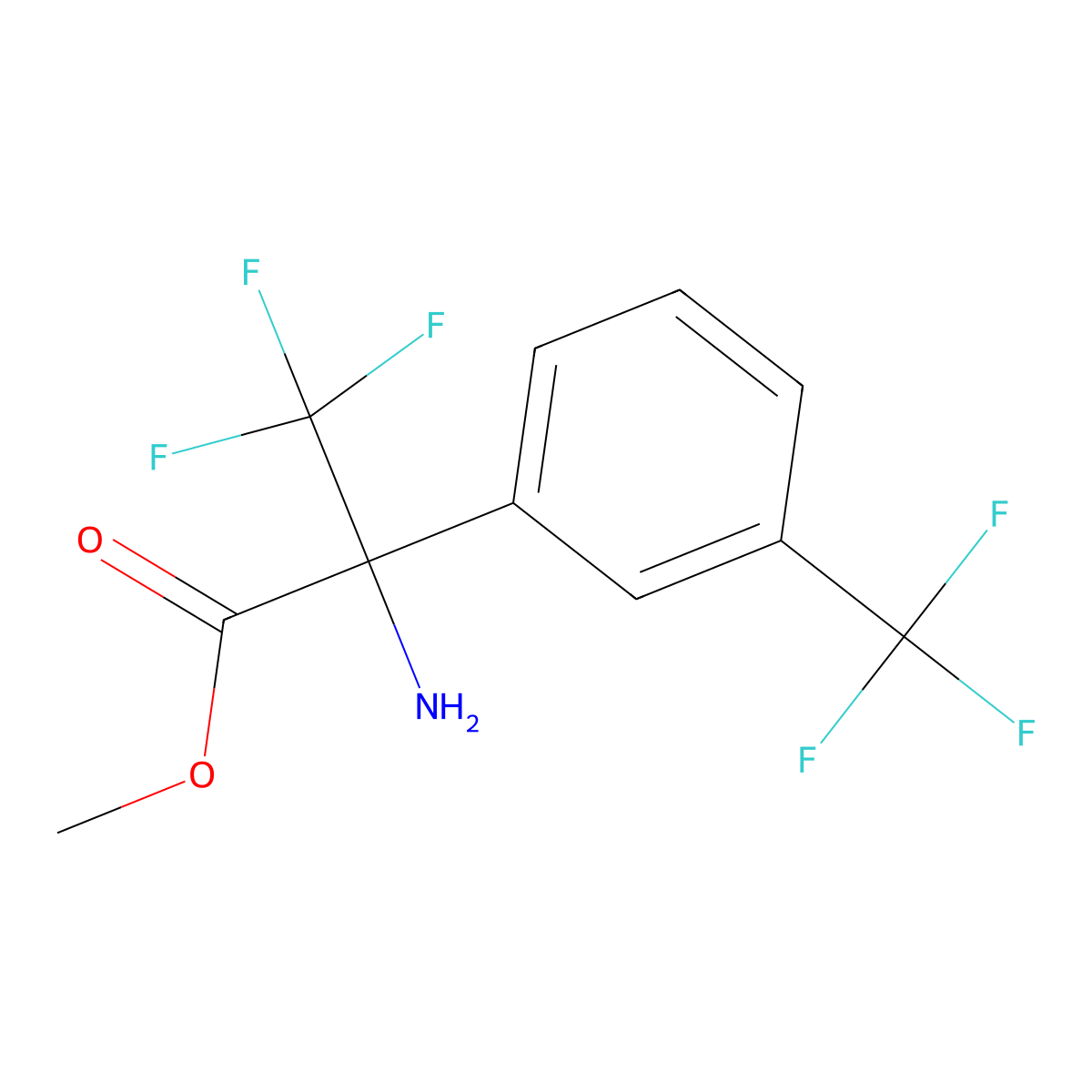 Methyl 2-amino-3,3,3-trifluoro-2-[3-(trifluoromethyl)phenyl]propanoate molecular structure, CAS 2680863-56-1
