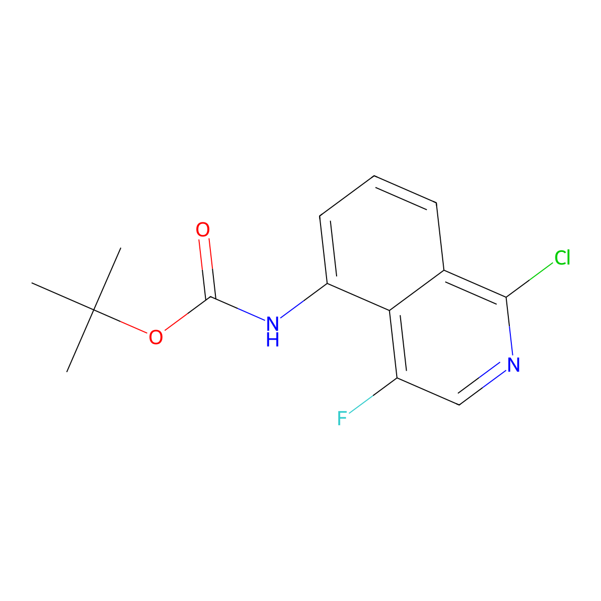tert-butyl N-(1-chloro-4-fluoroisoquinolin-5-yl)carbamate molecular structure, CAS 2680863-62-9